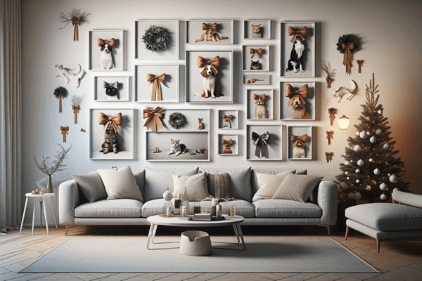 A picture frames with decorative ribbon accent