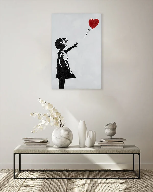 Tableau peint à la main 'Banksy's Heart Balloon'