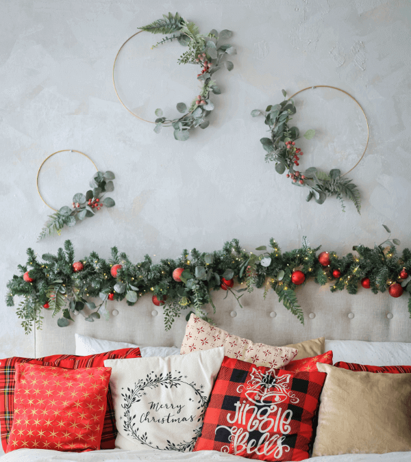 A decorative wreath hang on the wall