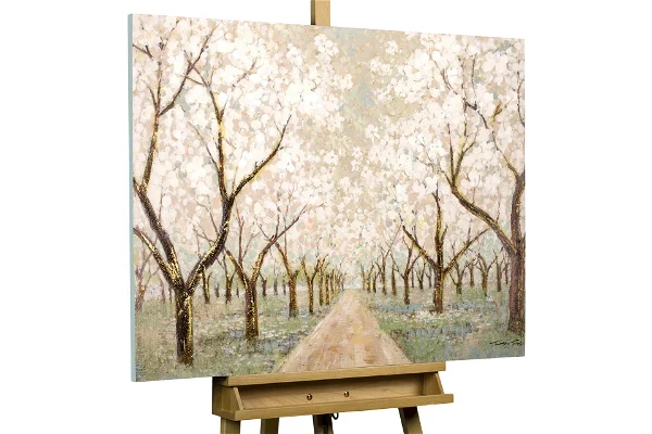 Tableau peint à la main 'Allée pleine de fleurs'