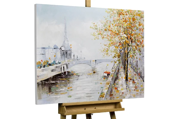 Tableau peint à la main 'Sur les bords de la Seine'