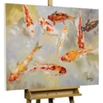 acrylic-painting-pond-full-of-koi