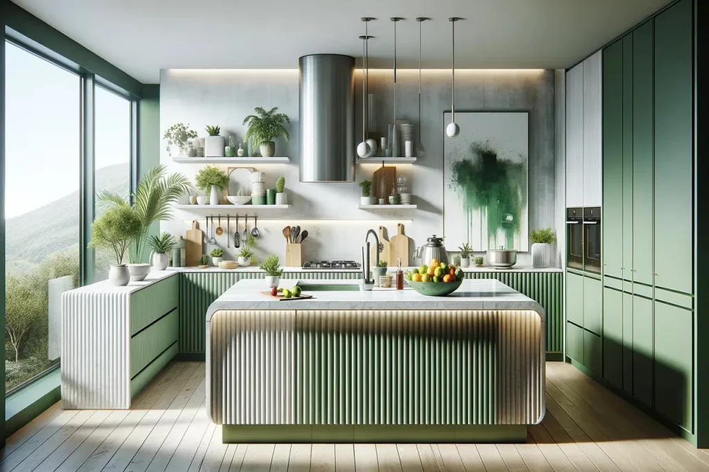 palette de couleurs vertes et blanches pour la cuisine