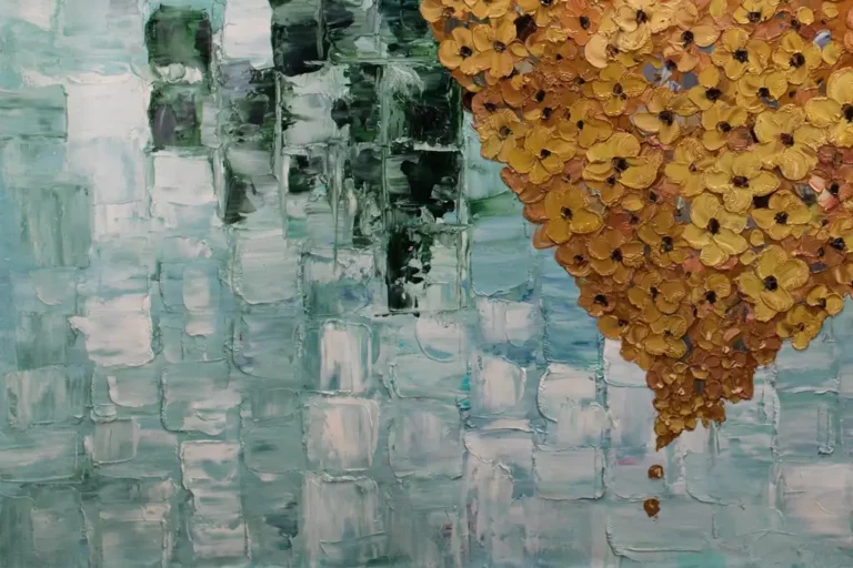 oil painting floating heart