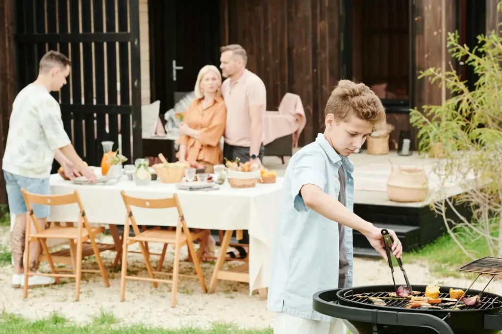 Easter outdoors with a barbecue station