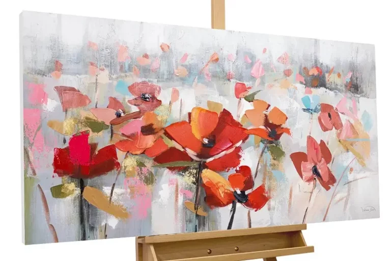 Tableau peint à la main 'Sea of Poppies'