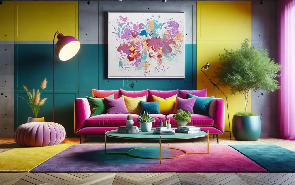 couleurs vives et audacieuses du printemps dans le salon