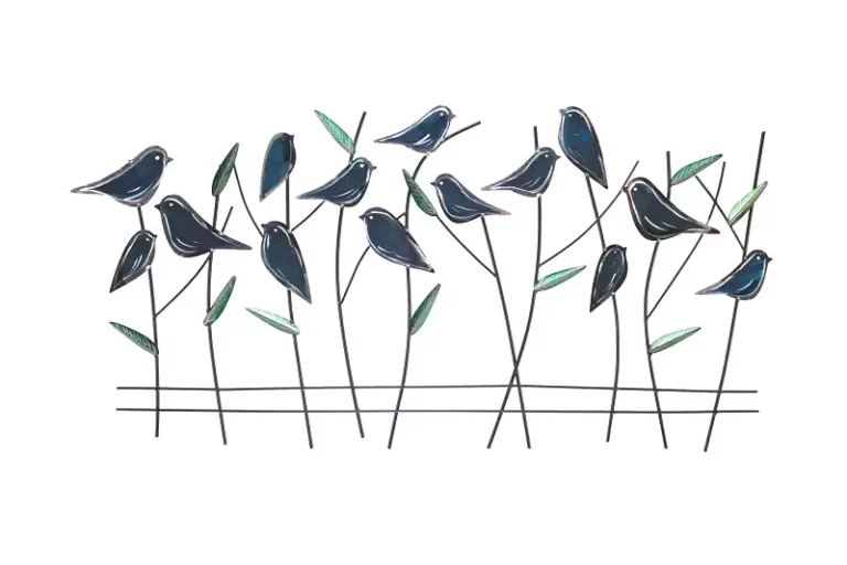 Sculpture murale en métal 'Monticoles bleus'