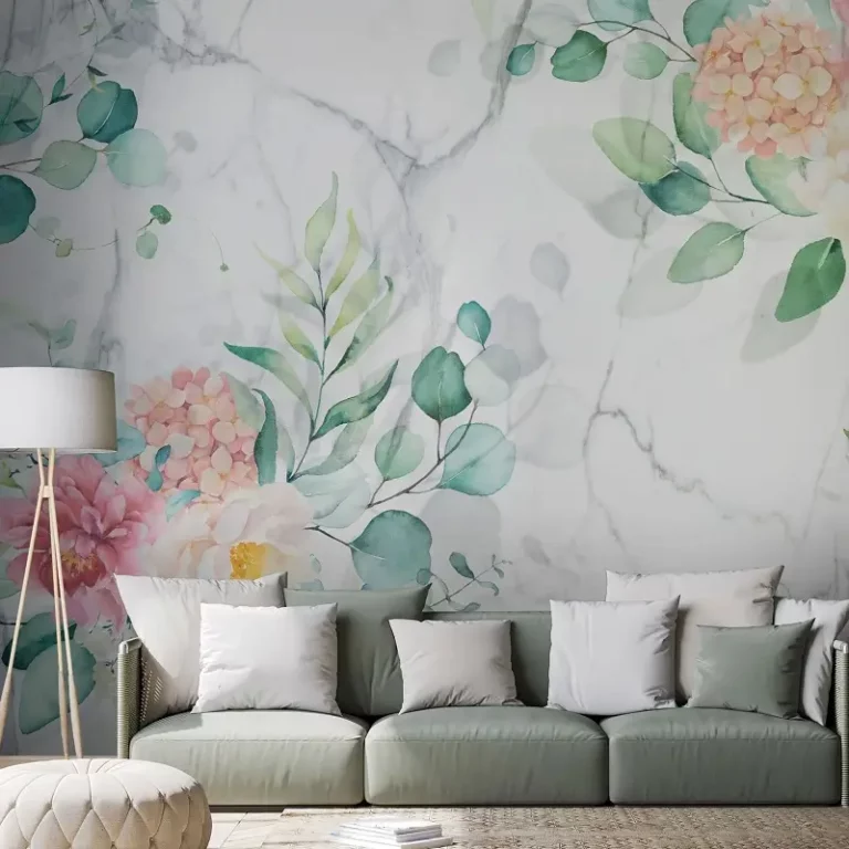 Papier peint 'Flowery Marble'