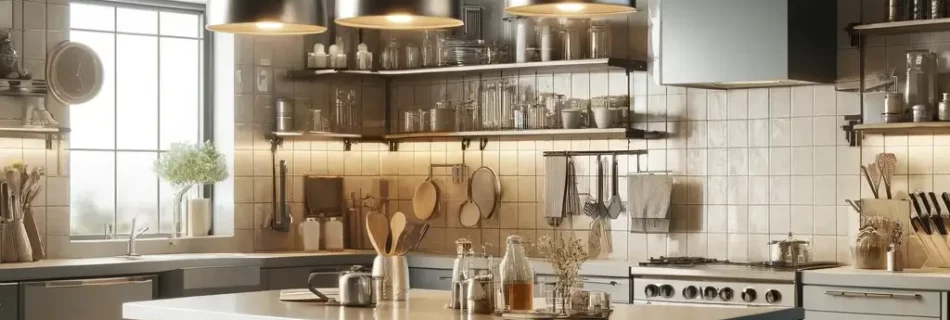 Cuisine industrielle avec accessoires métalliques et modernes feat image