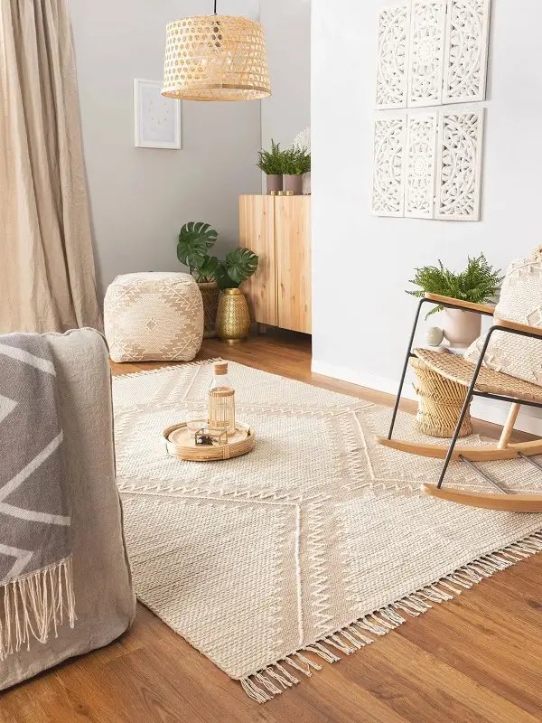 Tapis design en coton Sydney Beige | Modèles modernes et contemporains | 80x150 cm