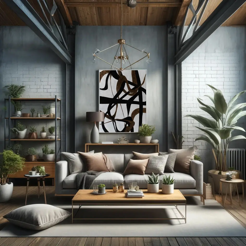 espace de vie avec tableau xxl