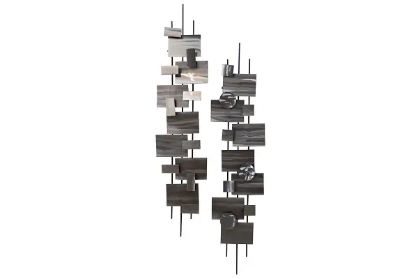 sculpture murale en métal géométrie vivante | style abstrait | 26x107x5 cm