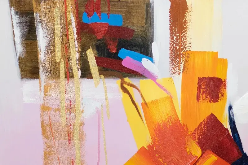 Tableau peint à la main « Passion des couleurs » 80x80cm image détaillée