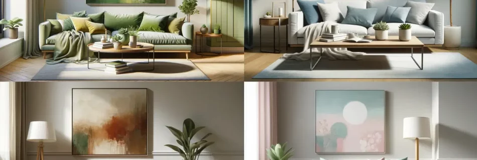 Four living spaces, each with a different combination of timeless summer colours.