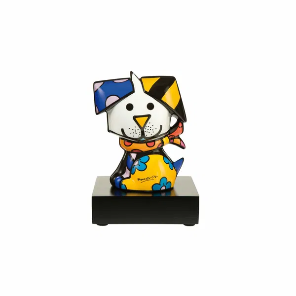 Fun porcelain dog figurine with a mischievous expression, showcasing vibrant colors and a playful design.