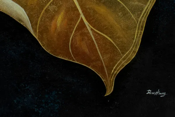 XXL Oil paintings 'Golden Flamingo Flower'1