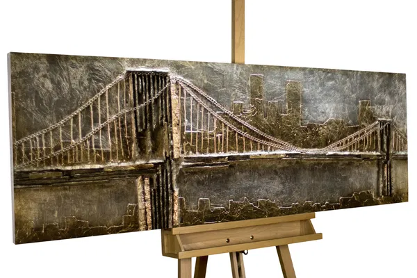 Wood wall art 'Le Pont d'Or'