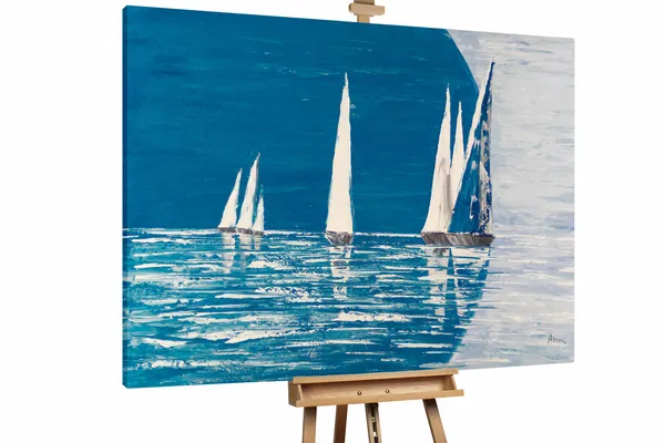 XXL Oil paintings 'Shallow Turquoise'