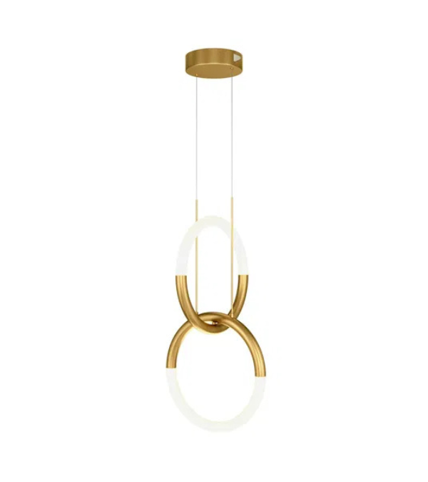 Gold pendant lamp with two light rings – luxurious interior lighting