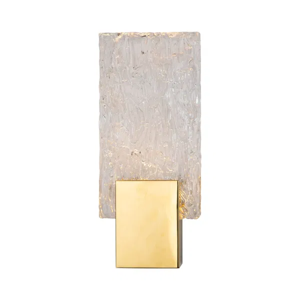Rectangular concrete wall lamp with gold bracket – minimalist style