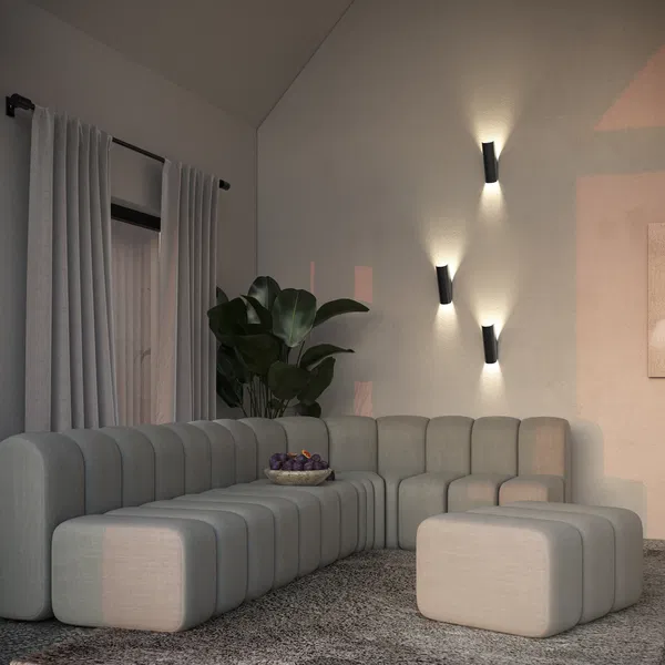 Living room with modern wall lamps – stylish lighting setup