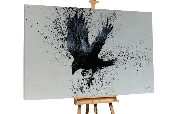 XXL Peinture à l'huile Corbeau majestueux